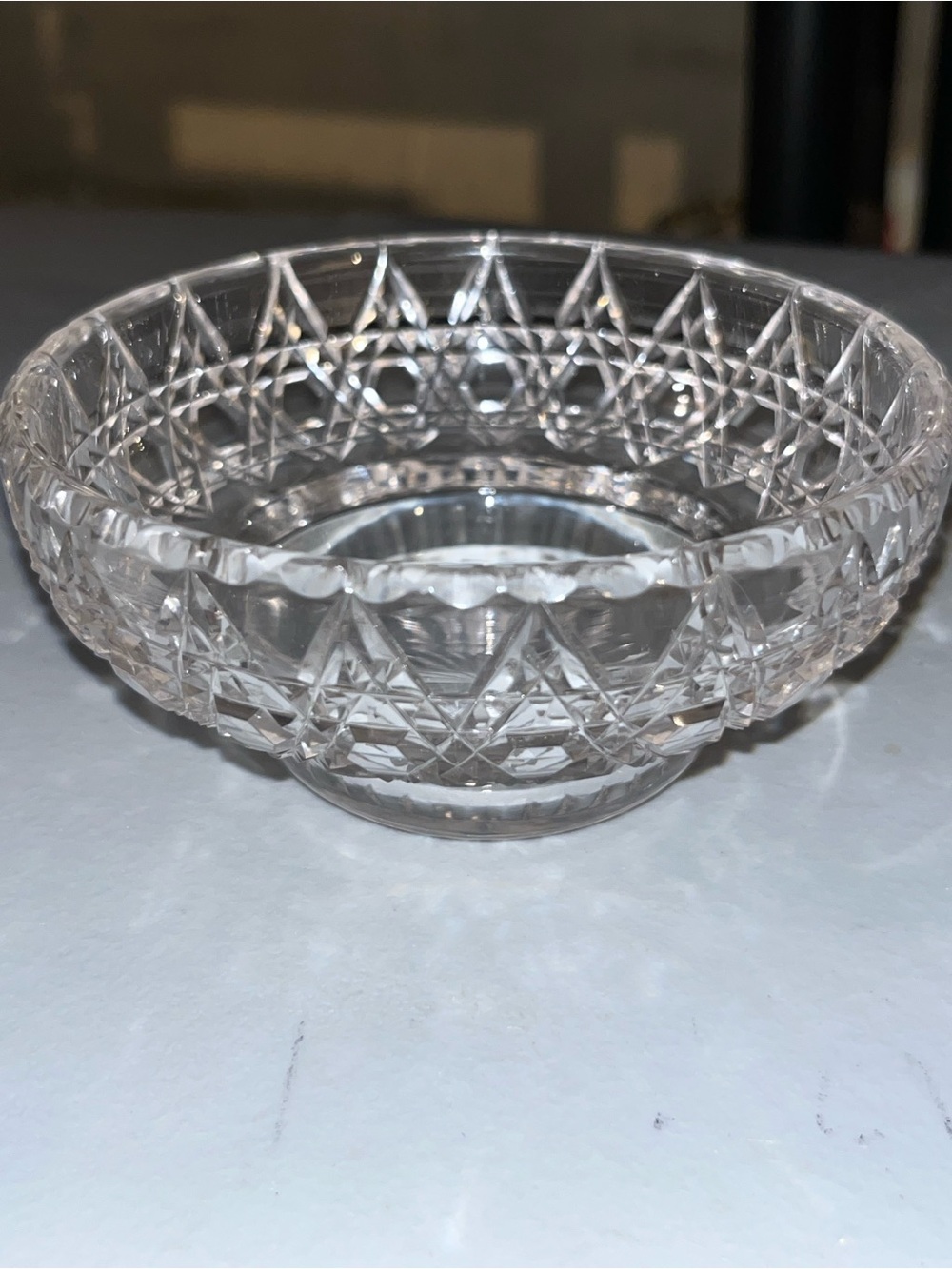 Vintage Stuart Crystal Fruit / Serving Bowl 4.5”- Diamond Cut - Made in England